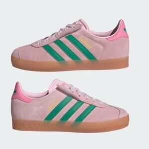 Adidas Gazelle kids, low top Pink and Green Sneakers, size 13